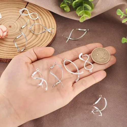 Vista 4 de Mega Pet 24 pinzas de latón para picar hielo, 6 estilos chapados en platino, cierres de clip en espiral para hacer collares, pulseras, aretes