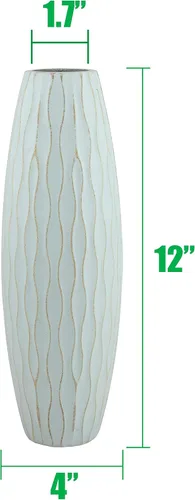 Vista 4 de Stonebriar - SB-5076B Florero de madera alto con textura vintage azul océano pálido, 12 pulgadas