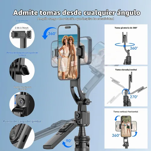 Vista 4 de FOURPILLARS Trípode automático para selfie stick para iPhone y Android