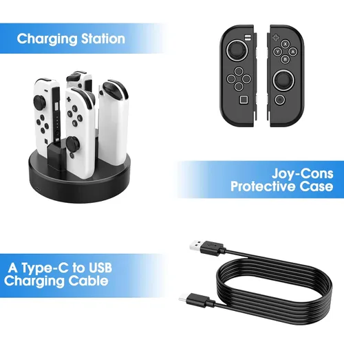 Vista 6 de 27 in 1 Switch OLED Accessories Bundle for Switch OLED Model Upgraded 2023, OLED Carrying Storage Case, Dockable OLED Protective Case, OLED Screen