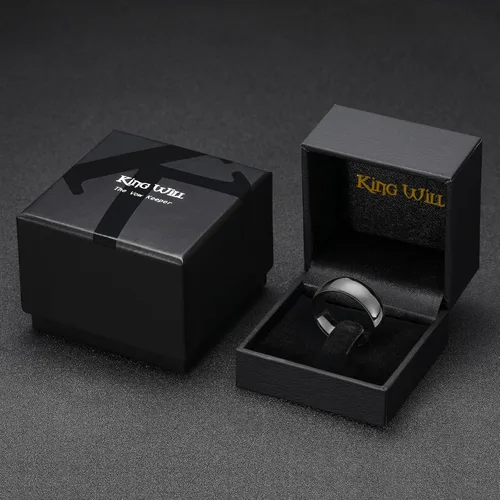 Vista 86 de King Will Alianza de boda de carburo de tungsteno para hombres y mujeres, anillos de promesa para parejas abovedados de alto pulido