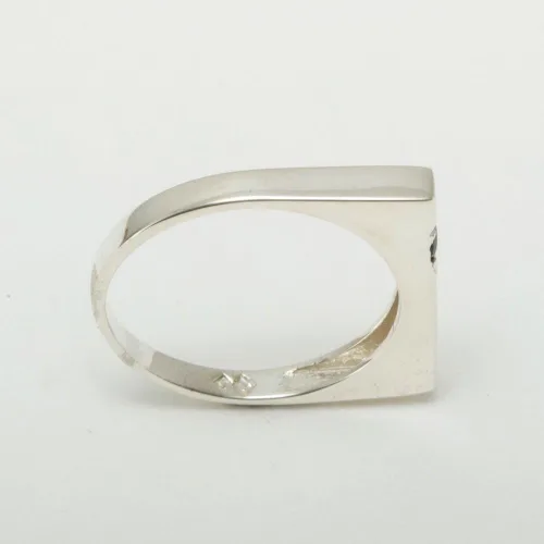 Vista 3 de Anillo de aniversario solitario de plata de ley 925 con zafiro auténtico para hombre, Metal Metal Piedra preciosa, Zafiro