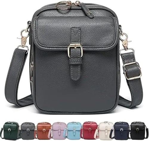 Vista 9 de Bolso cruzado de cuero para mujer, bolsa de mensajero antirrobo con gran capacidad, ranuras para tarjetas incorporadas, bolsa de hombro