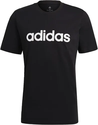 Vista 8 de adidas Camiseta con logotipo lineal bordado Essentials para hombre, Negro