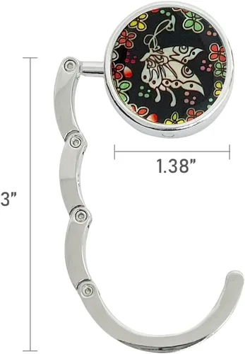 Vista 7 de Wrapables Percha escénica con gancho para bolso, colgador de mesa plegable para bolso, mariposa Deco