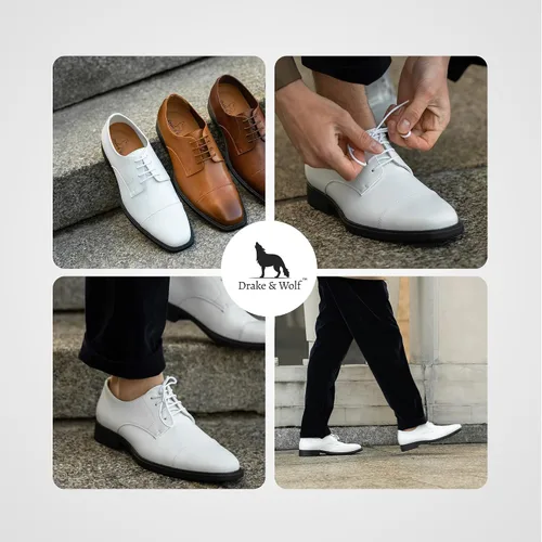 Vista 5 de Drake & Wolf Handmade Mens Oxford Shoes - Mens Dress Shoes - Classic Manmade Microfiber Leather Oxfords for Men Casual Dress Shoes - Comfortable