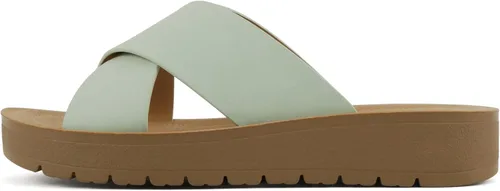 Vista 7 de Soda LUCY ~ Sandalias de plataforma plana con tiras cruzadas y puntera abierta para mujer, estilo deslizante de moda Todo negro
