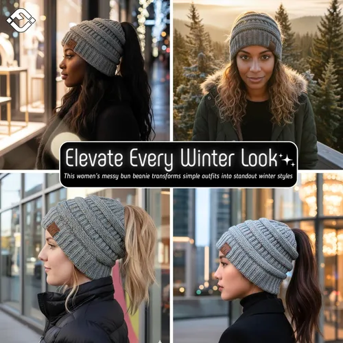 Vista 42 de Funky Junque - Gorro para mujer con ranura para cola de caballo