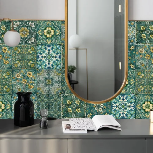 Vista 64 de Alwayspon Adhesivo para azulejos de pared moriscos para despegar y pegar, calcomanías de vinilo autoadhesivas para azulejos de cocina y baño, 4 x 4