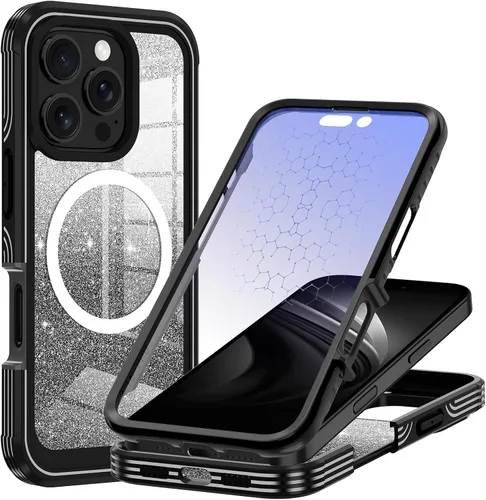 Vista 27 de Hekodonk Funda para iPhone 15 Pro Max, compatible con Magsafe [protector de pantalla de vidrio templado integrado y protección de lente de cámara]