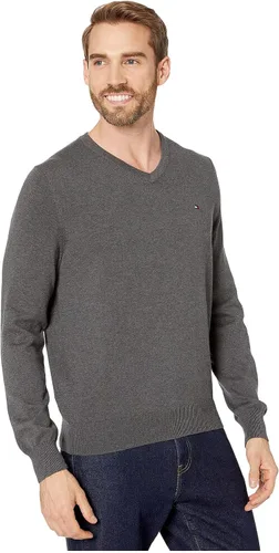 Vista 5 de Tommy Hilfiger Suéter esencial de algodón con cuello en V y manga larga para hombre