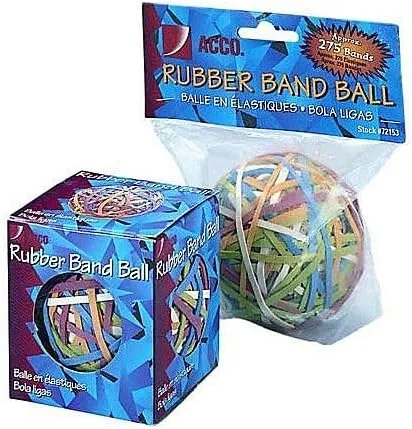 Vista 2 de ACCO 72155, pelota de bandas elásticas de varios colores (275 bandas por pelota). Caja con 1 pelota, Variados