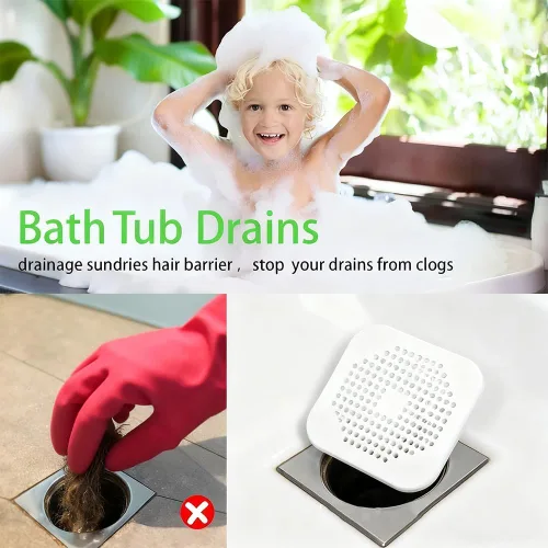 Vista 7 de Atrapapelos de Silicona para Desagüe de Ducha, Paquete de 2 Protectores de Desagüe de Silicona y Cubierta de Desagüe de Ducha, Colador de Desagüe