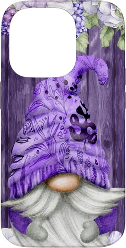 Vista 17 de Cute Purple Aesthetic Anemones Flower Pattern Lavender Gnome Case for iPhone 17