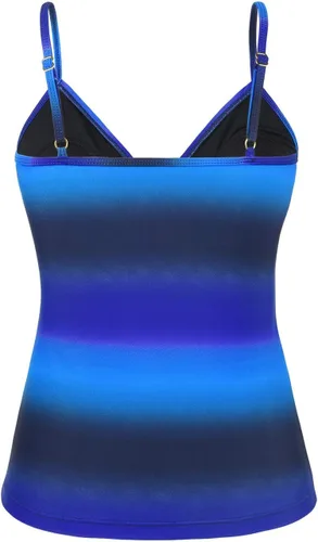 Vista 4 de Hilor Tankini para mujer con volantes fruncidos y cuello en V