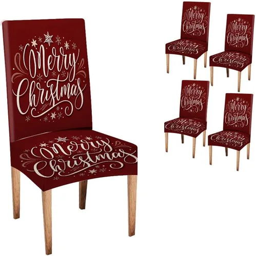 Vista 271 de CAPSCEOLL Christmas Dining Chair Covers,Snowflakes Festive Winter Pattern Stretch Chair Covers for Dining Room Set of 2 Washable Spandex Parson
