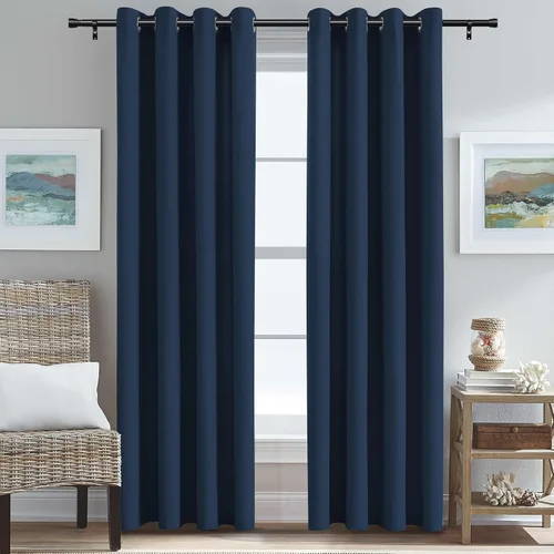 Vista 24 de H.VERSAILTEX Cortinas de cocina texturizadas de lino natural con ojales de 45 pulgadas de largo, lino sintético grueso para oscurecer la habitación