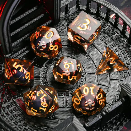 Vista 4 de Sharp Edge - Juego de dados DND, juego de dados de globo ocular DND, dados de ojo de dragón de núcleo líquido para juegos de mesa de rol