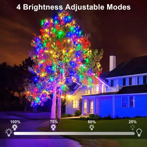 Vista 6 de Guirnalda de 400 luces LED en racimo – 19.56 pies de luces impermeables multicolor para exteriores, tira de luces enchufables para interiores