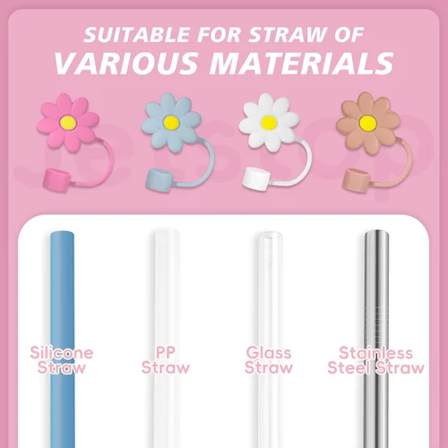 Vista 5 de Jetstop Tapa de popote para vaso de viaje Hydro Flask con asa, puntas de tapón de silicona reutilizables compatibles con vaso Hydroflask de 30 y 40