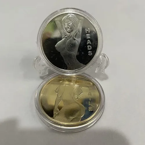 Vista 3 de Hot Women Sexy Novedad Stripper Challenge Coin Heads Tails Challenge Token Coin Lucky Funny Gifts para hombres marido novio