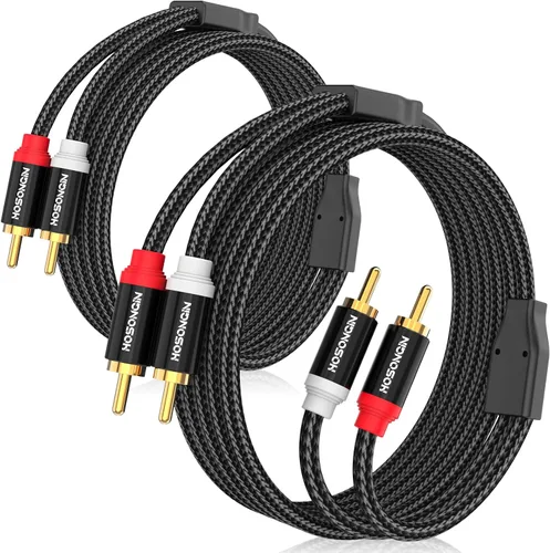 Vista 9 de HOSONGIN Cable de audio RCA de 3.3 pies, doble blindado, sin ruido, duradero, trenzado, macho a macho, cable de audio largo para cine en casa