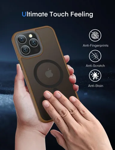 Vista 6 de Mgnaooi Funda magnética para iPhone 14 Pro Max, [probada contra caídas de grado militar y compatible con MagSafe] parte trasera translúcida mate