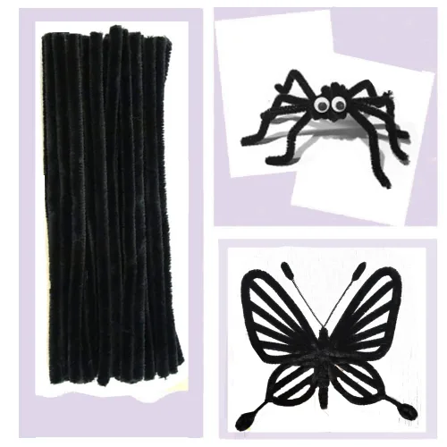 Vista 3 de 100 unidades de tallos de felpilla para limpiar tuberías negras para manualidades, artes, bodas, hogar, fiestas, decoración de vacaciones, 0.236 in