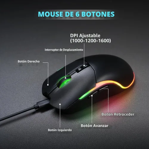 Vista 4 de Combo de teclado y mouse inalámbricos de impresión grande retroiluminada, teclados de tamaño completo de 2.4 G con teclas grandes iluminadas, teclas