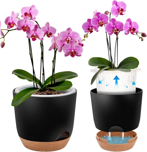 Vista 13 de Macetas de Orquídeas de Riego Automático para Plantas de Interior, 5.8 Pulgadas Macetas para Orquídeas, Macetas de Flores para Plantas