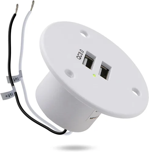 Vista 11 de Facon Enchufe de montaje en pared de 12 V – Puerto de carga USB C RV y enchufe de cargador USB QC3.0 – Dual 18 W (A+C) Cableado directo para RV