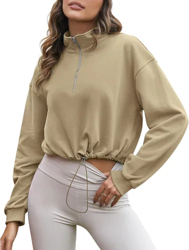 Vista 13 de Flygo Womens Half Zip Sweatshirts Stand Collar Activewear Running Workout Pullover Tops