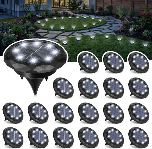 Vista 11 de SOLPEX Mini luces solares de tierra, paquete de 12 luces solares para caminos al aire libre, impermeables, luces de jardín para entrada, pasarela