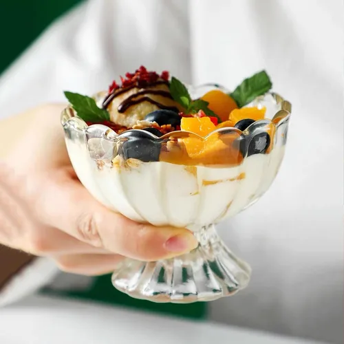 Vista 9 de Tazón de postre para helado, juego de 6, 6oz de cristal vintage con base pesada, taza para helado, fruta, postre, aperitivo, condimento (6)
