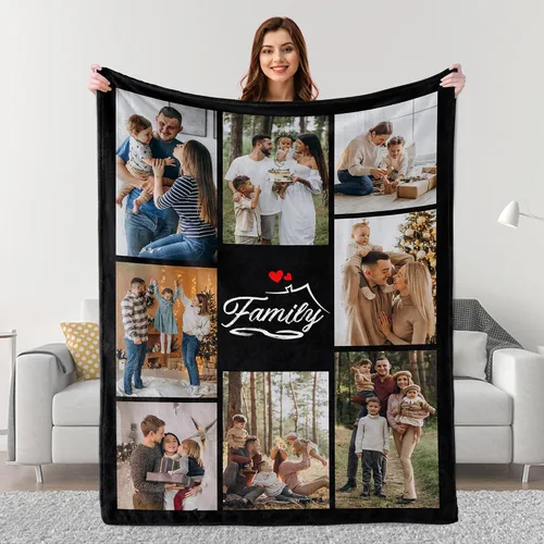 Vista 12 de Mantas personalizadas con fotos, regalos personalizados para parejas para esposa, marido, novia, novio, manta con imagen personalizada "I Love You
