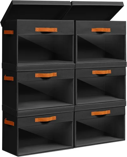 Vista 20 de Homsorout Cajas Grandes de Almacenamiento con Tapas - Paquete de 3 Organizadores Plegables Decorativos con Ventanas Transparentes y Asas