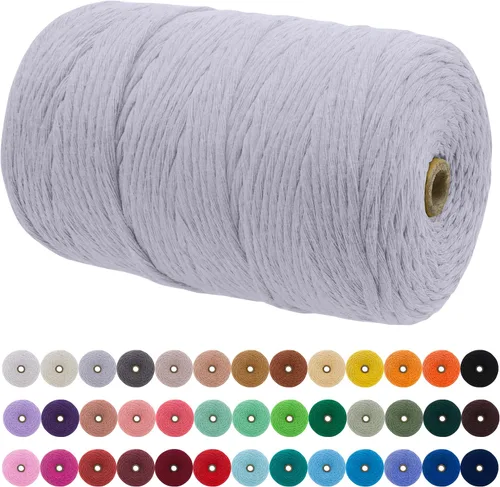 Vista 117 de JeogYong Cordón de macramé de un solo hilo 3 mm x 109 yardas (328 pies) Cuerda de algodón suave Hilo de macramé de 3 mm, suministros de macramé