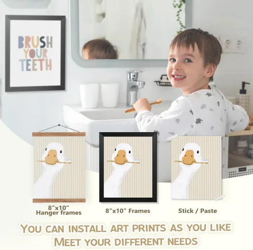 Vista 5 de Impresiones de Arte de Pared para Baño de Niños Wheatwin, Decoración de Pared de Ganso para Baño