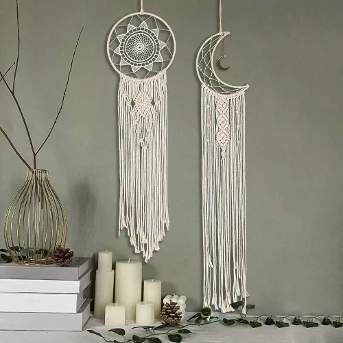 Vista 7 de RQWZBCHX Kits de atrapasueños de macramé para adultos principiantes, 2 piezas de macramé para colgar en la pared
