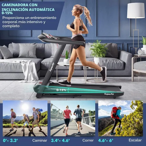 Vista 2 de Goplus Caminadora plegable de 4.75 HP con 15% de inclinación automática, caminadora eléctrica Superfit con control de voz y aplicación, 20 programas