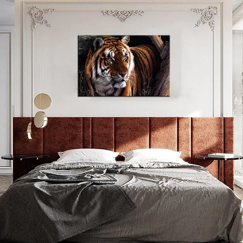 Vista 3 de KLVOS Lienzo decorativo para pared con diseño de animales salvajes, imágenes de tigre real de Bengala para pintura de pared, arte contemporáneo
