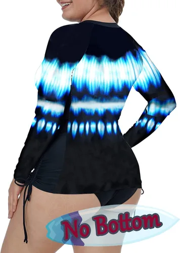 Vista 2 de XAKALAKA - Tankini Rashguard para mujer, talla extra grande, cremallera frontal, multicolor