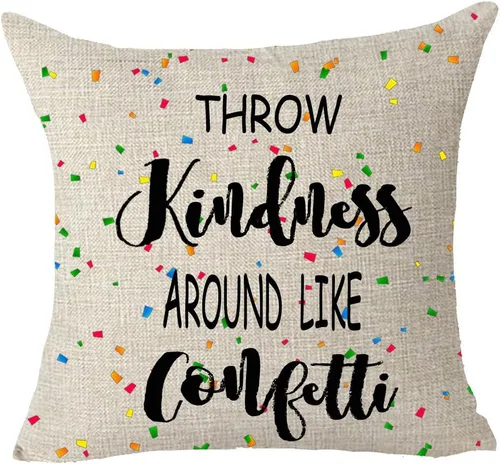 Vista 5 de Blessing Quote Throw Kindness Around Like Confetti Motivation Gifts Funda de cojín cuadrada decorativa Funda de cojín de algodón y lino
