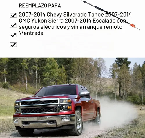 Vista 6 de Cable de pestillo de puerta de 16.5 pulgadas, cable de liberación de pestillo de manija de puerta interior compatible con Chevy Tahoe Sierra Yukon