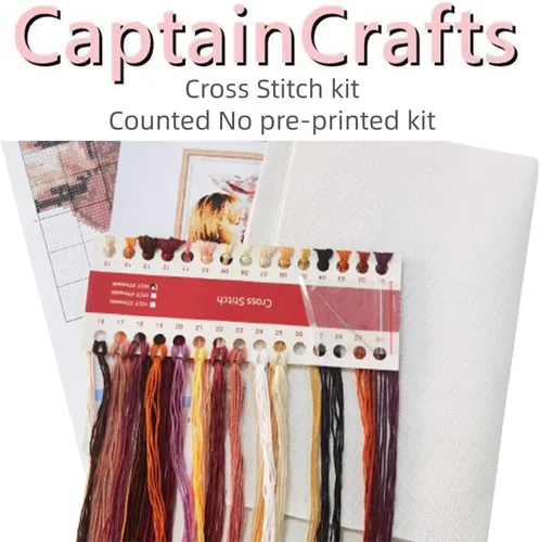 Vista 3 de CaptainCrafts Kits de punto de cruz, telas preimpresas y no preimpresas, kit de bordado para principiantes y adultos, muñeco de nieve de Año Nuevo