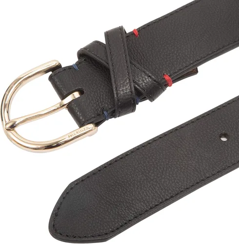 Vista 4 de Tommy Hilfiger Cinturón de banda cruzada casual con hebilla redonda para mujer, para jeans, pantalones y vestidos Negro