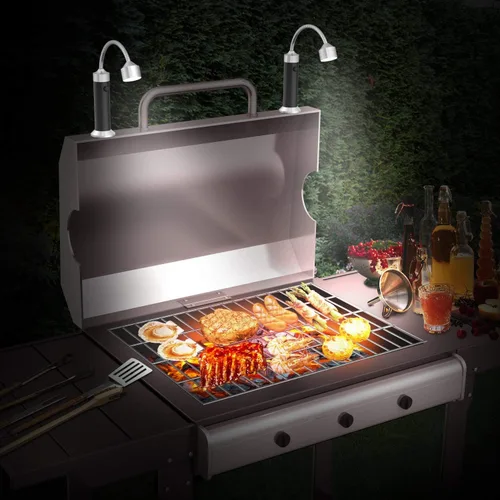 Vista 7 de FIREOR - Accesorios de iluminación para parrilla de barbacoa para exterior, luces LED magnéticas para BBQ con cuello de ganso flexible resistente a