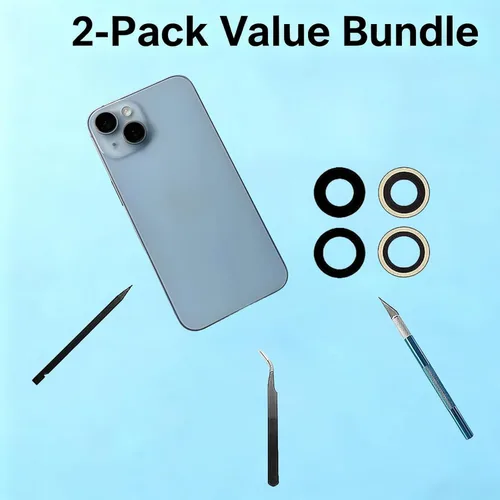Vista 5 de 2 piezas 14/14 Plus de repuesto para lente de cámara trasera trasera para iPhone 14/iPhone 14 Plus, fundas de lente de vidrio traseras de repuesto