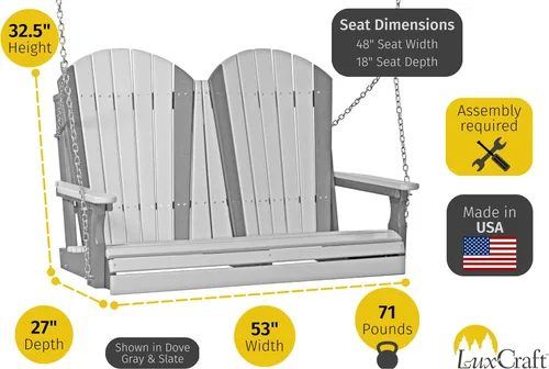 Vista 2 de LuxCraft Columpio Adirondack de 4' - Disponible en 22 colores Caoba antigua