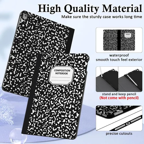 Vista 5 de Funda para iPad de 9ª/8ª/7ª generación 2021/2020/2019 de 10.2 pulgadas con soporte para lápiz/soporte multiángulo, funda de encendido y apagado